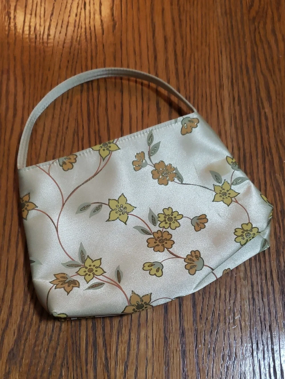 Vintage 2003 Avon Gold Satin Floral Mini Bag • Y2K Evening Purse